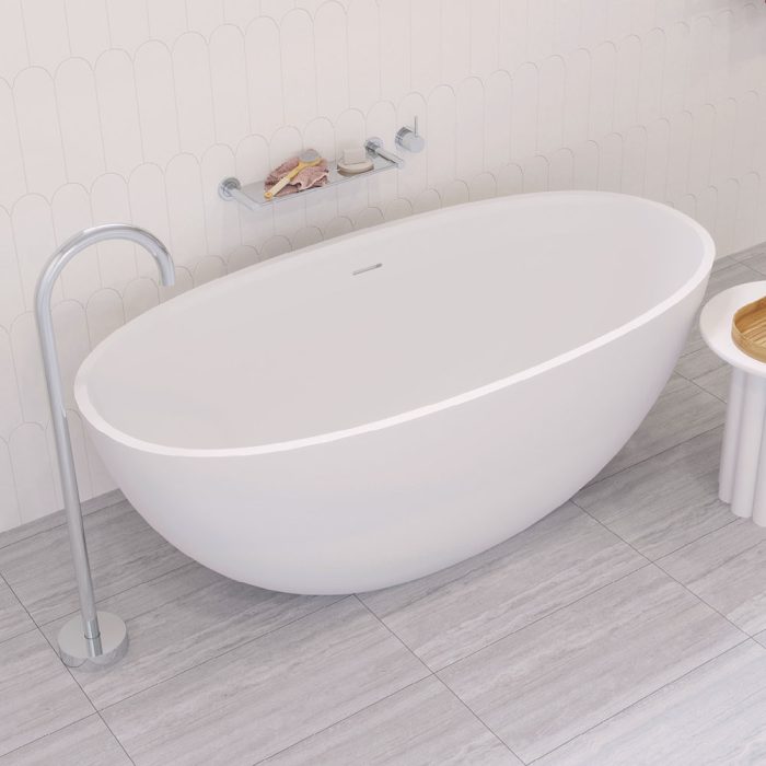 Sasso 1550mm Matte White Stone Bath