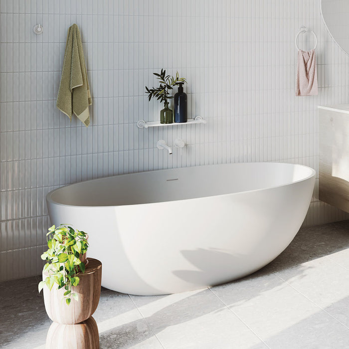 Sasso 1650mm Matte White Stone Bath