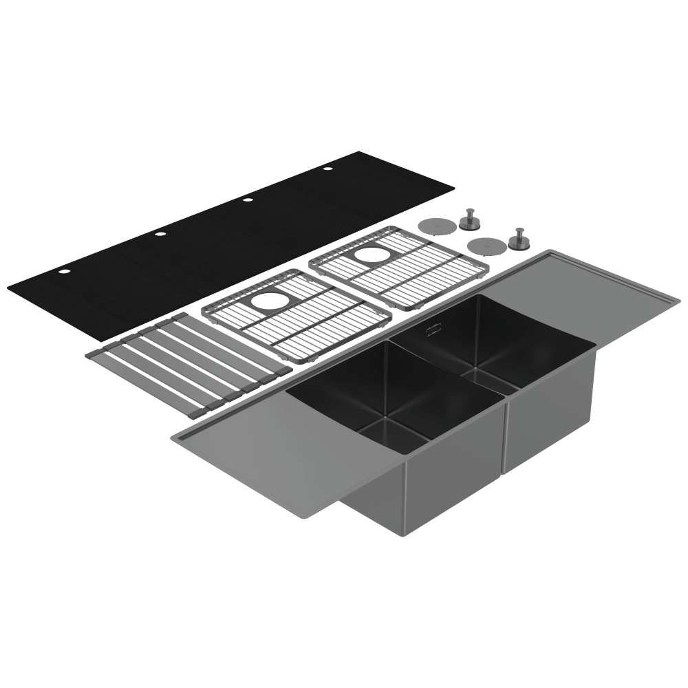Abey Boutique Lugano Double Bowl Sink Black Pearl