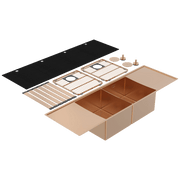 Abey Boutique Lugano Double Bowl & Double Drainer Sink Artisan Copper