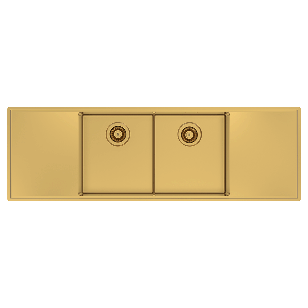 Abey Boutique Lugano Double Bowl & Double Drainer Sink Eureka Gold