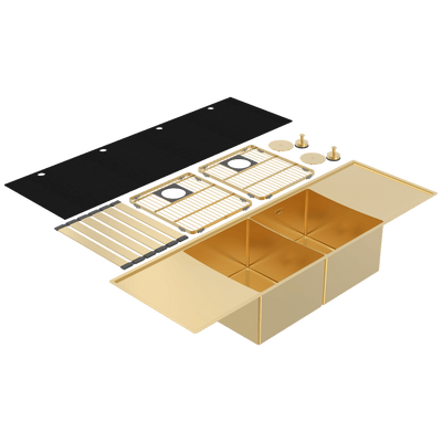Abey Boutique Lugano Double Bowl & Double Drainer Sink Eureka Gold