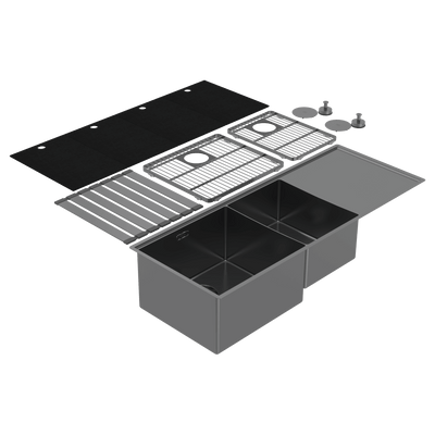 Abey Boutique Lugano One & One Quarter Drainer Left Hand Bowl Black Pearl