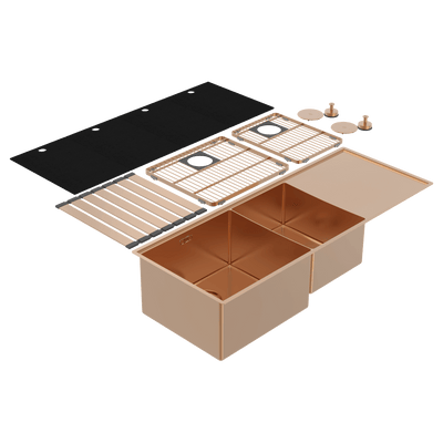 Abey Boutique Lugano One & One Quarter Drainer Left Hand Bowl Artisan Copper