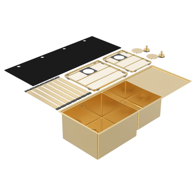 Abey Boutique Lugano One & One Quarter Drainer Left Hand Bowl Eureka Gold