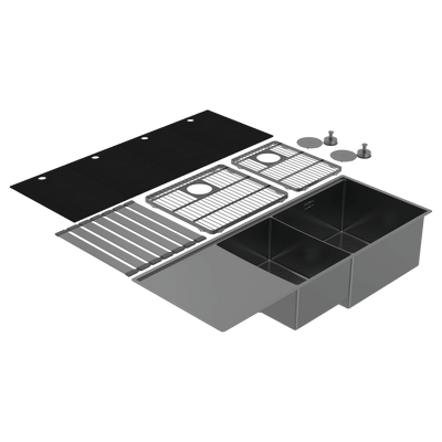 Abey Boutique Lugano One & One Quarter Drainer Right Hand Bowl Black Pearl