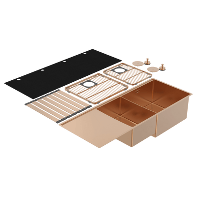 Abey Boutique Lugano One & One Quarter Drainer Right Hand Bowl Artisan Copper