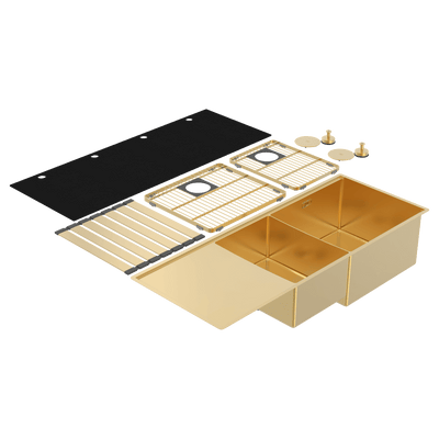 Abey Boutique Lugano One & One Quarter Drainer Right Hand Bowl Eureka Gold