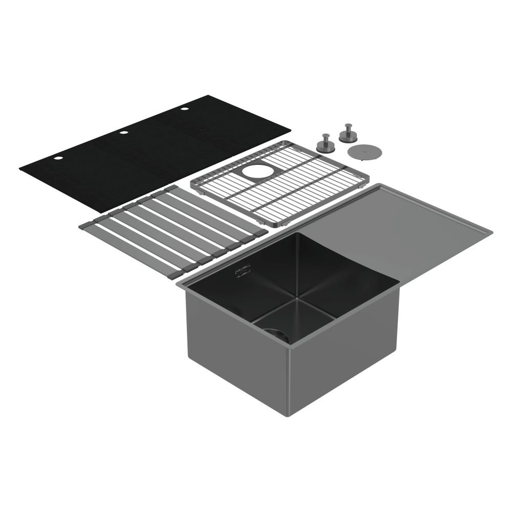 Abey Boutique Lugano Single Bowl & Drainer Left Hand Bowl Black Pearl