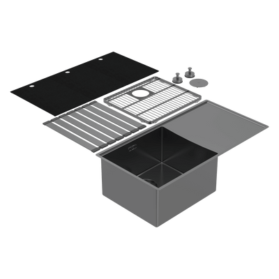 Abey Boutique Lugano Single Bowl & Drainer Left Hand Bowl Black Pearl