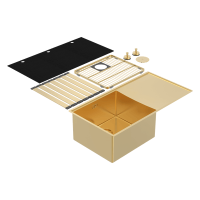 Abey Boutique Lugano Single Bowl & Drainer Left Hand Bowl Eureka Gold