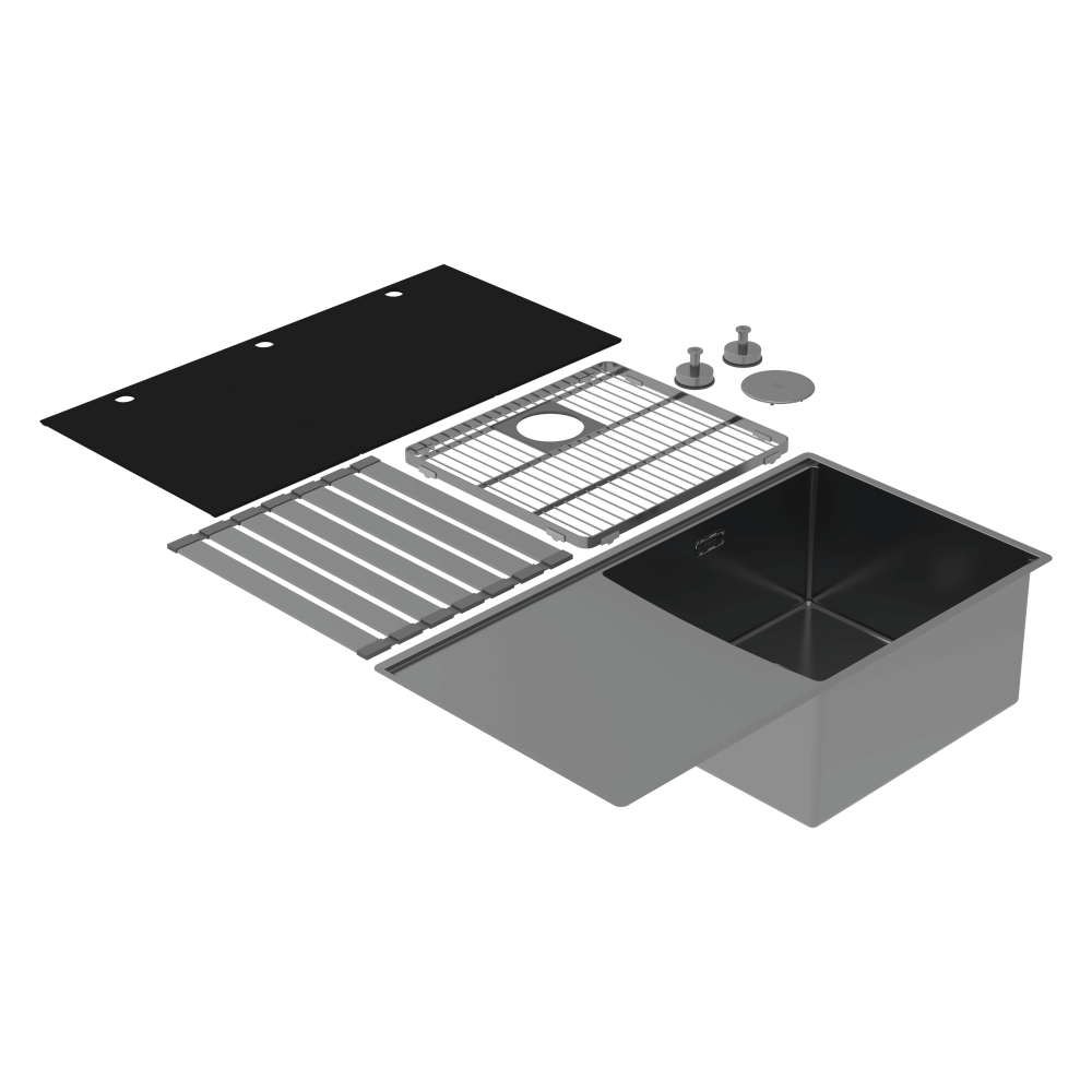 Abey Boutique Lugano Single Bowl & Drainer Right Hand Bowl Black Pearl