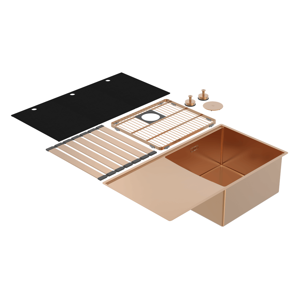 Abey Boutique Lugano Single Bowl & Drainer Right Hand Bowl Artisan Copper