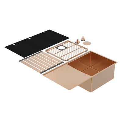 Abey Boutique Lugano Single Bowl & Drainer Right Hand Bowl Artisan Copper