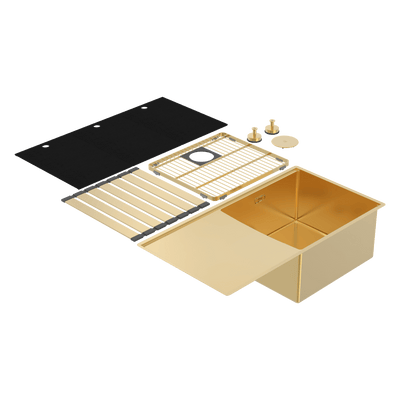 Abey Boutique Lugano Single Bowl & Drainer Right Hand Bowl Eureka Gold