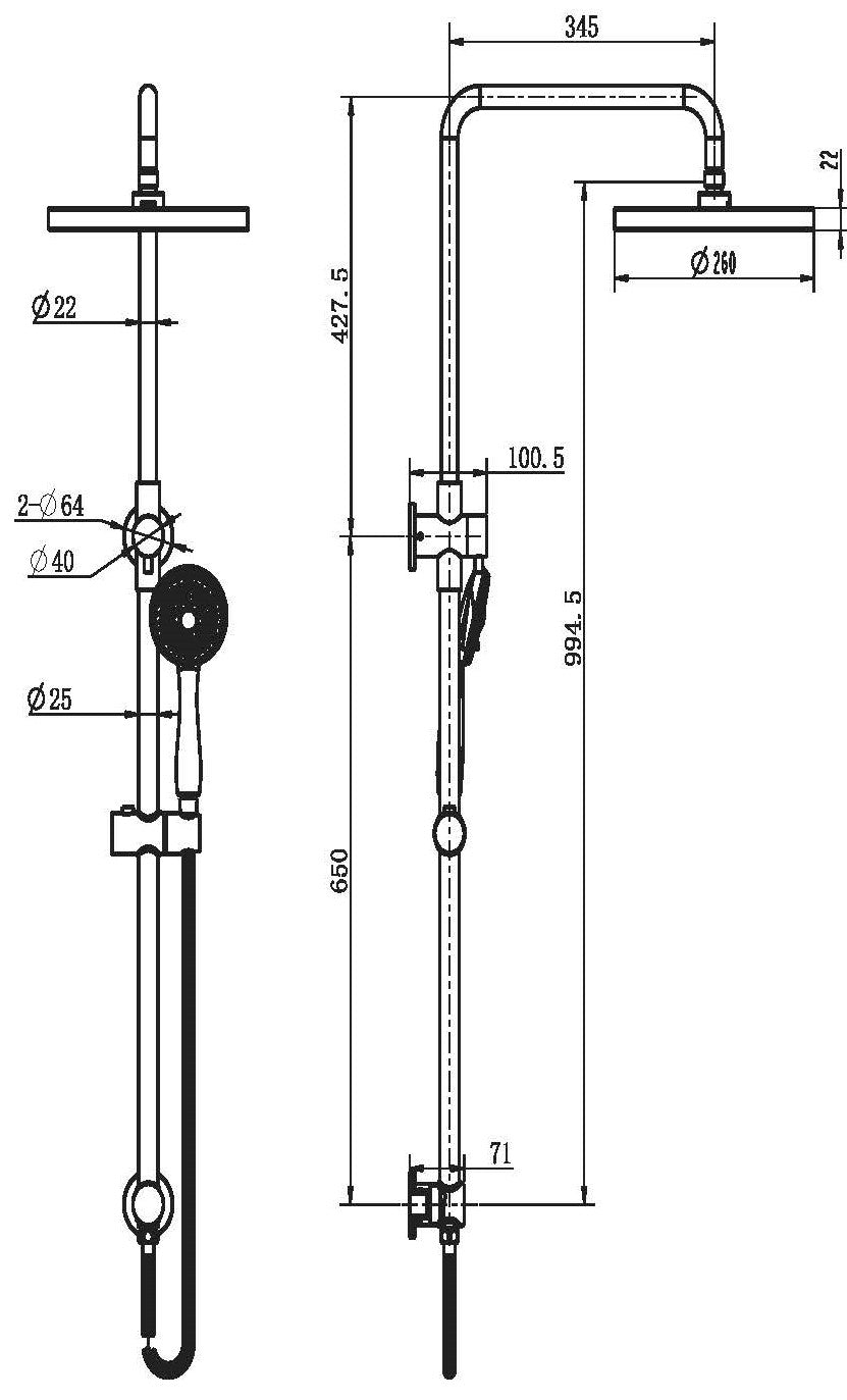 Modern National Star Shower Column Set - Chrome