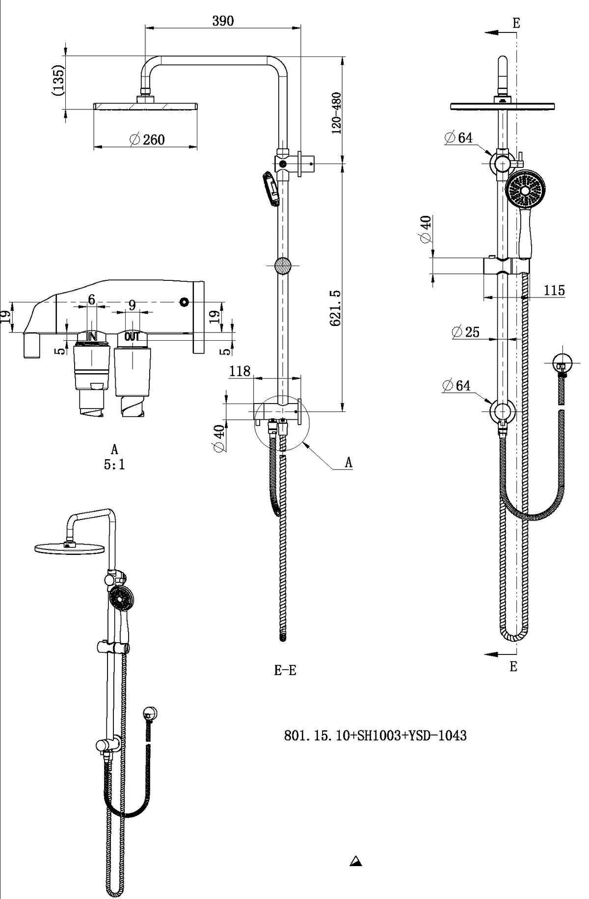 Modern National Star Twin Hose Shower Column Set - Chrome