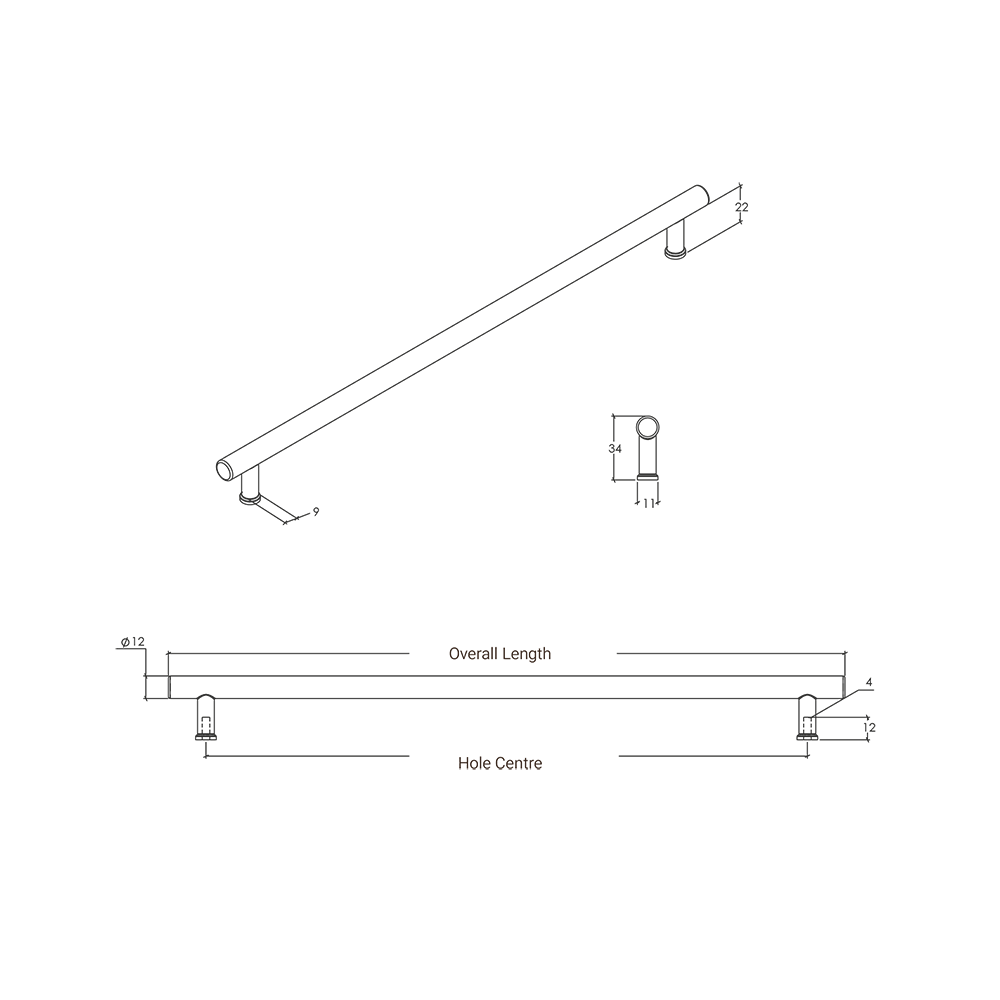 Momo Strano D Handle - Line Drawing