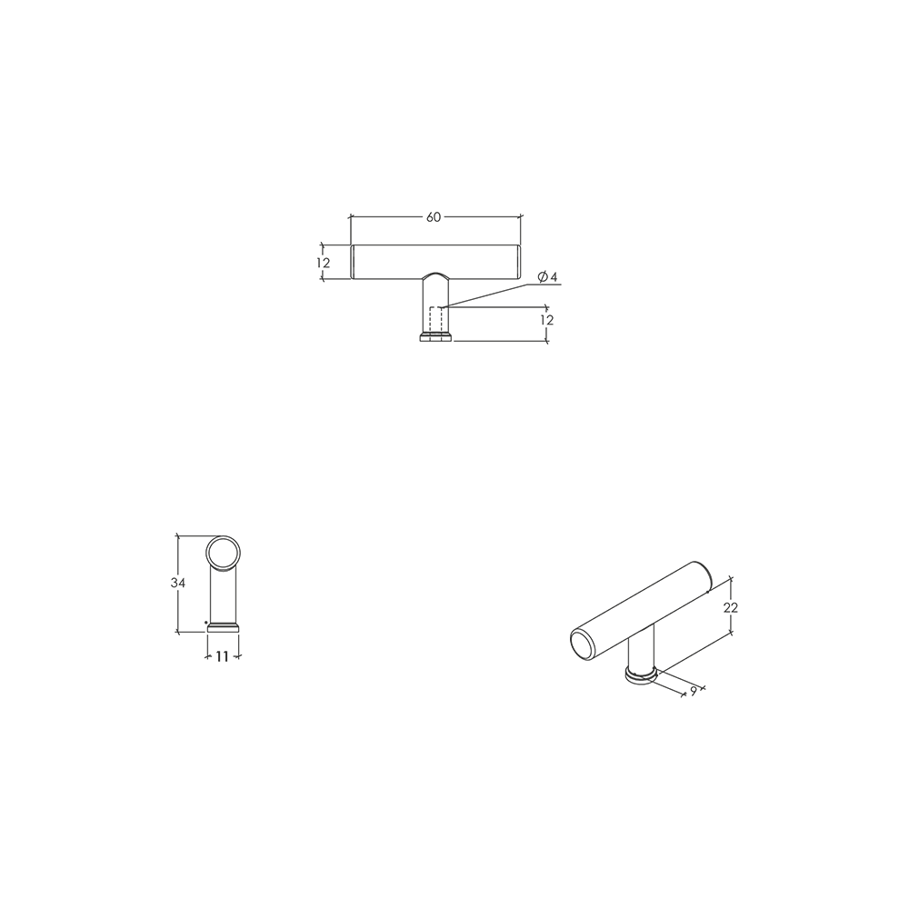 Momo Strano T Knob - Line Drawing