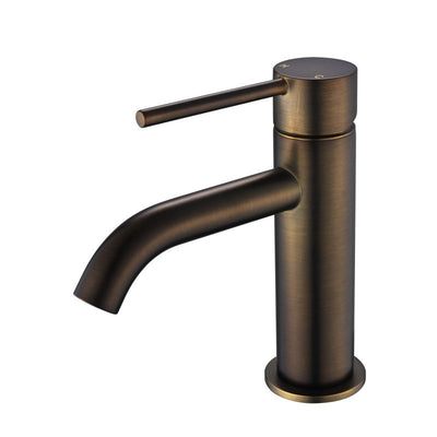 Modern National Star Mini Basin Mixer Curved Spout Antique Brass