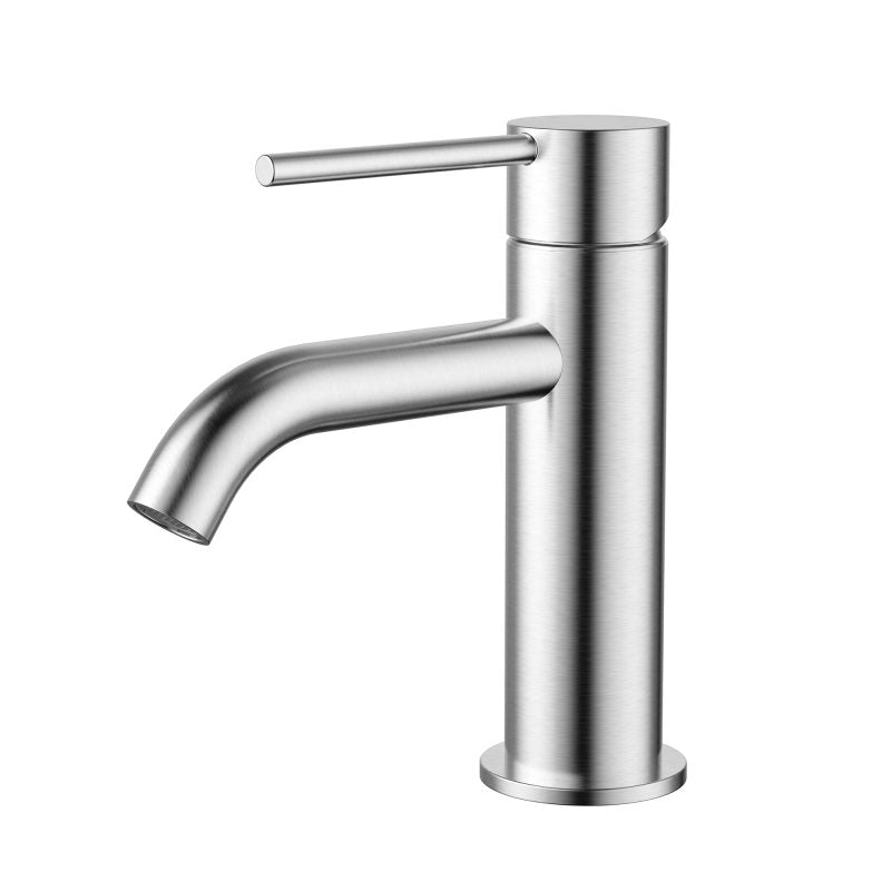 Modern National Star Mini Basin Mixer Curved Spout Brushed Chrome