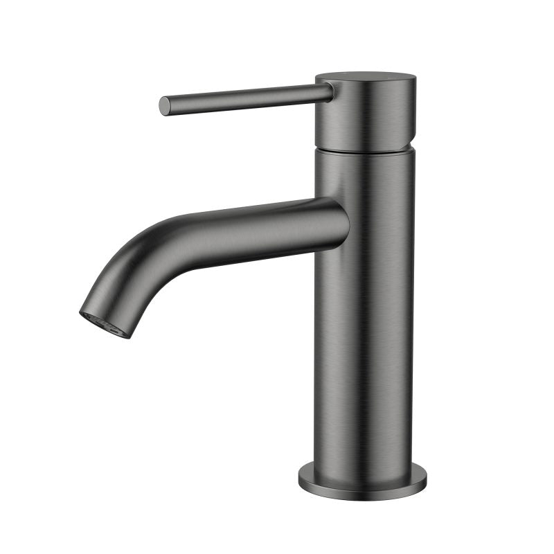 Modern National Star Mini Basin Mixer Curved Spout Gun Metal