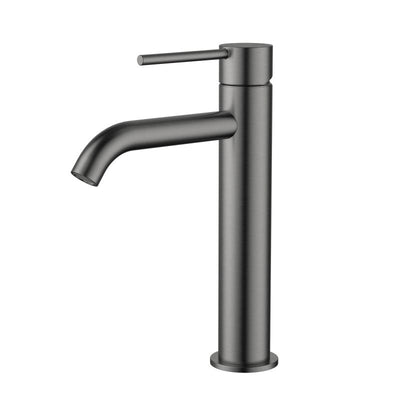 Modern National Star Mini Mid Rise Basin Mixer Curved Spout Gun Metal