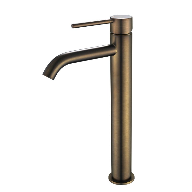 Modern National Star Mini High Rise Basin Mixer Curved Spout Antique Brass