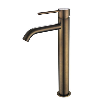 Modern National Star Mini High Rise Basin Mixer Curved Spout Antique Brass