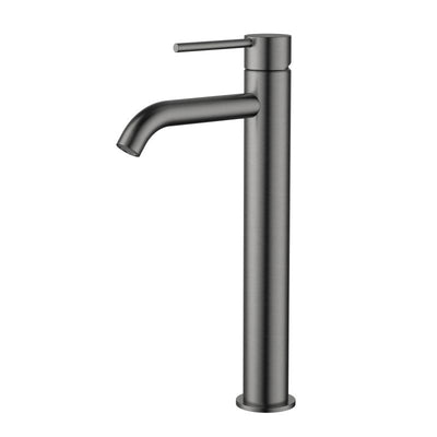 Modern National Star Mini High Rise Basin Mixer Curved Spout Gun Metal