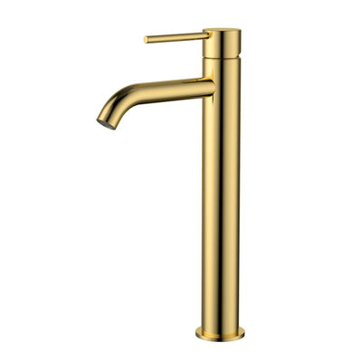 Modern National Star Mini High Rise Basin Mixer Curved Spout Polished Brass