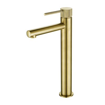 Modern National Star Mini High Rise Basin Mixer With Knurled Handle Brushed Bronze