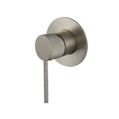 Modern National Star Mini Shower Mixer With Knurled Handle Brushed Nickel