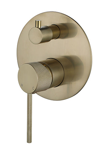 Modern National Star Mini Shower Diverter Mixer With Knurled Handle Brushed Bronze