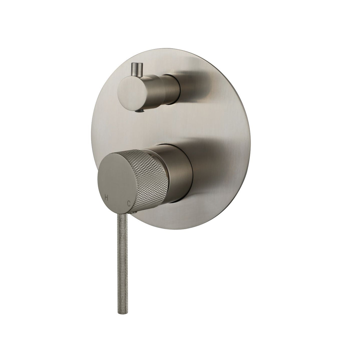 Modern National Star Mini Shower Diverter Mixer With Knurled Handle Brushed Nickel