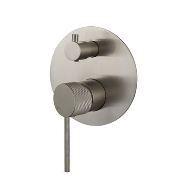 Modern National Star Mini Shower Diverter Mixer With Knurled Handle Brushed Nickel