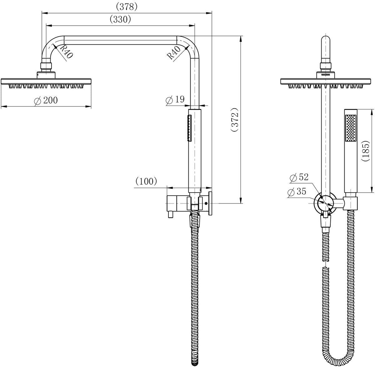 Modern National Star Mini Half Shower Column Set - Gunmetal