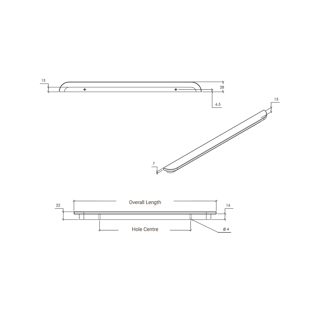 Momo Sydney Pull Handle - Line Drawing