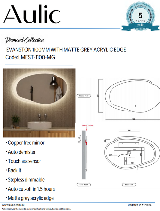 Aulic Evanston Asymetrical 1100 LED Mirror