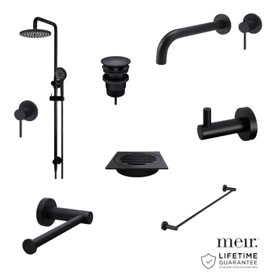 Meir Matte Black Pin Tapware Package