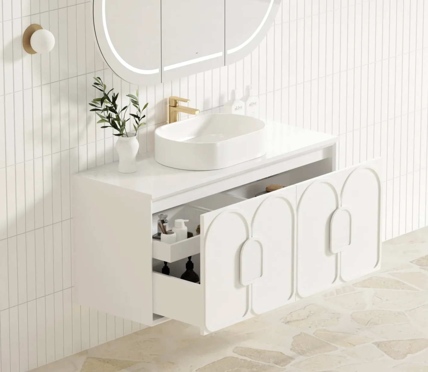 Otti Laguna Mark II Matte White Wall Hung Vanity