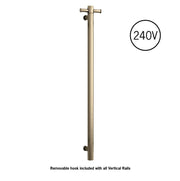 Thermogroup Round Heated Vertical Bar Rail 240V Brushed Brass