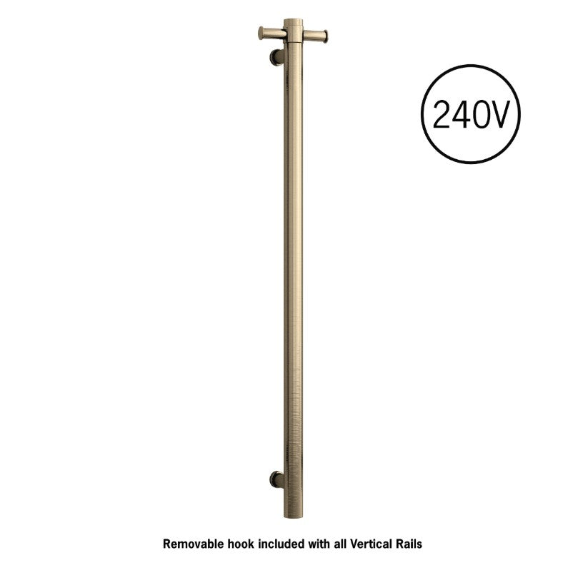 Thermogroup Round Heated Vertical Bar Rail 240V Brushed Brass
