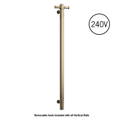 Thermogroup Round Heated Vertical Bar Rail 240V Brushed Brass