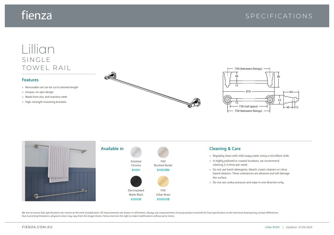 Fienza Lillian Towel Rail Chrome