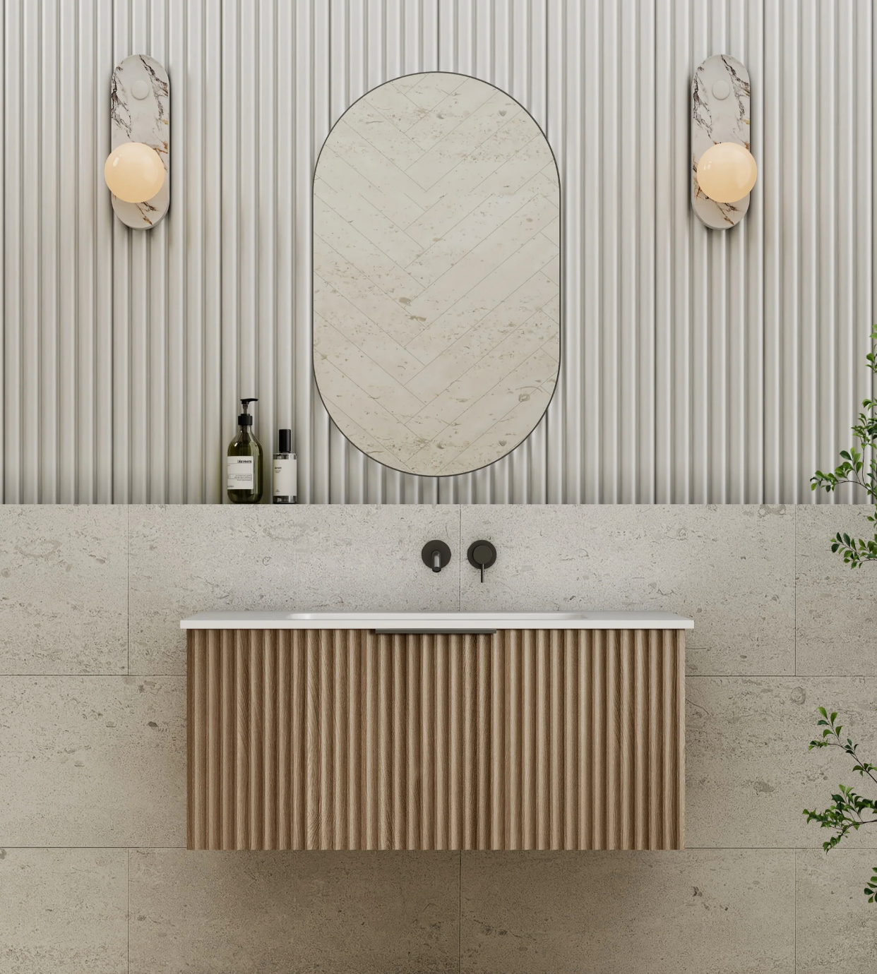 Cassa Design Capture Ensuite Wall Hung Natural Walnut Vanity