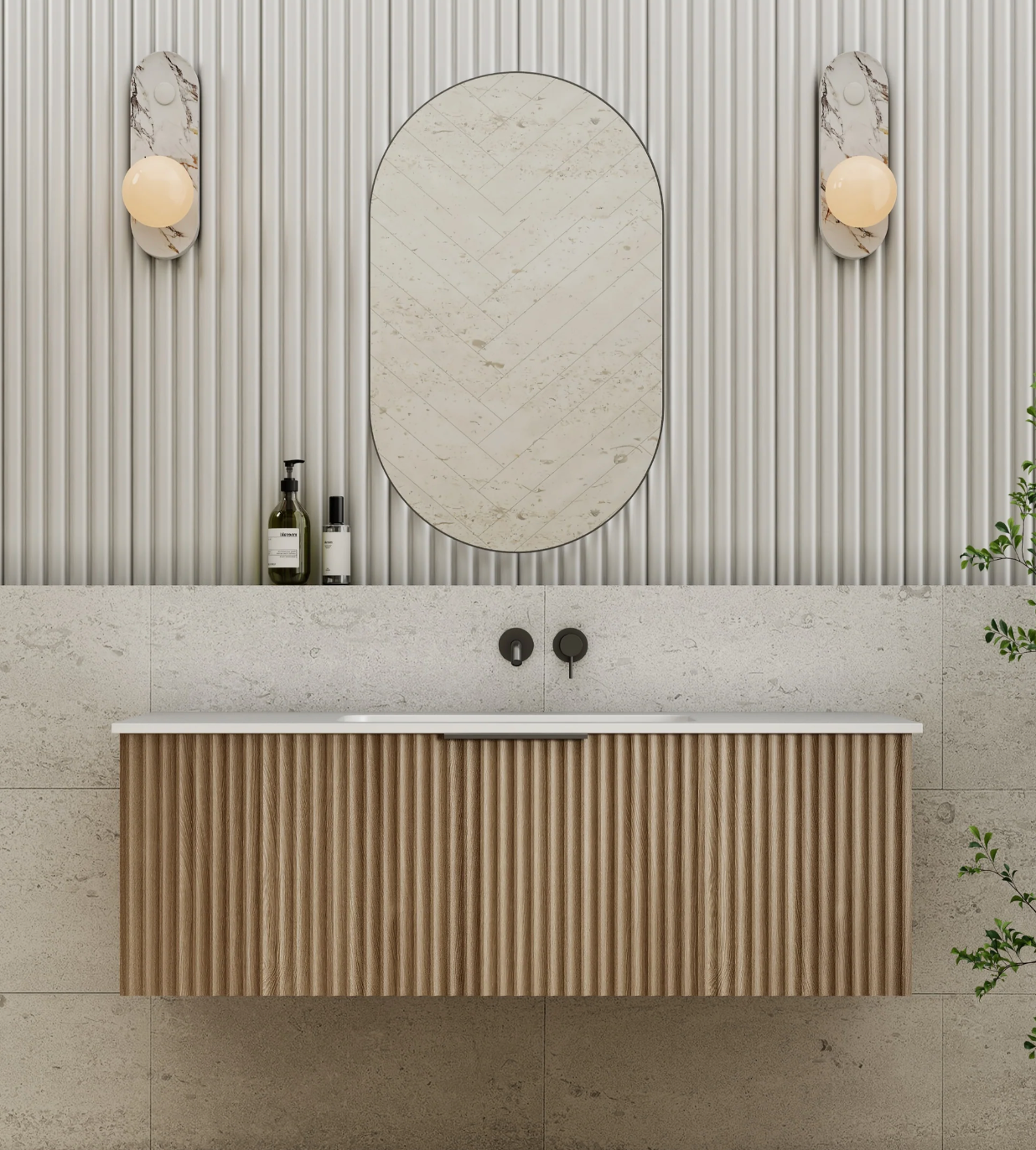 Cassa Design Capture Ensuite Wall Hung Natural Walnut Vanity