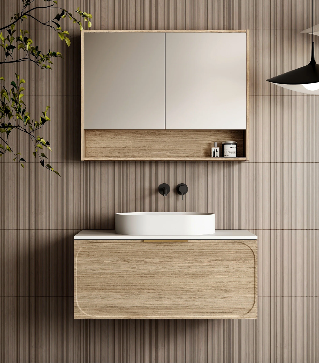 Cassa Design Cicero Wall Hung Natural Oak Vanity