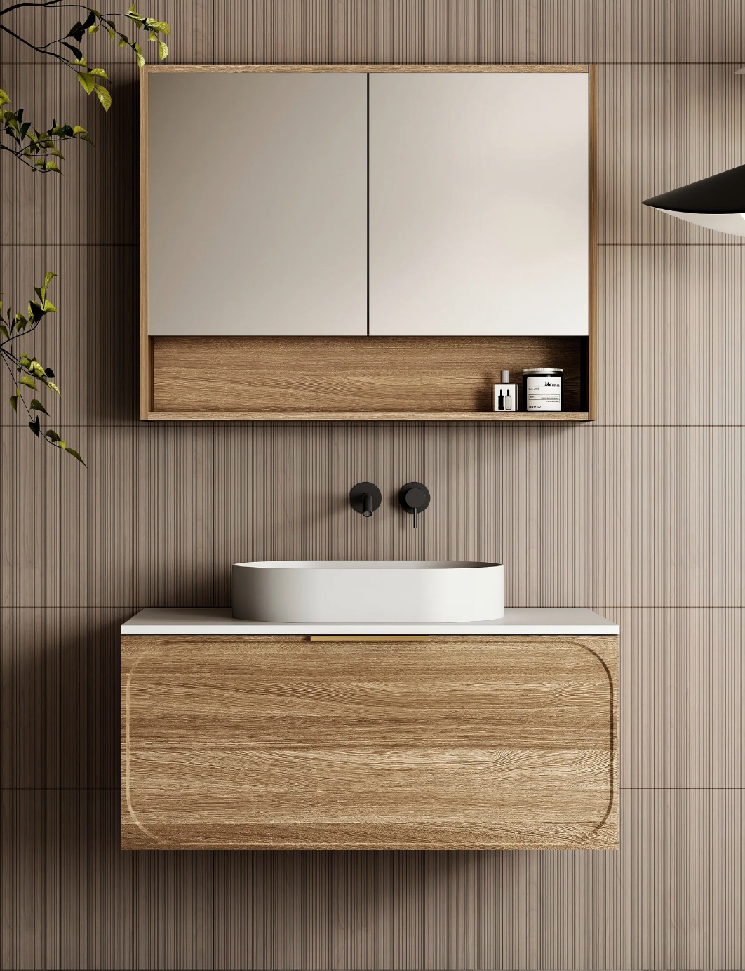 Cassa Design Cicero Wall Hung Natural Walnut Vanity