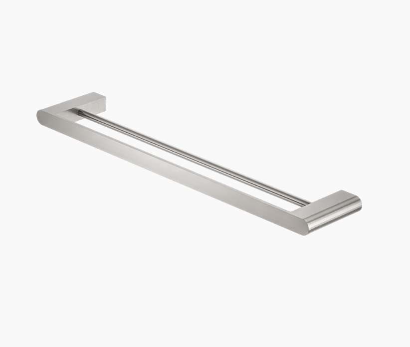 Nero Bianca Double Towel Rail 600mm - Brushed Nickel